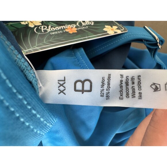 Women's Plus Size Swim Dress Tummy Control Swimsuit Blue size XXL Criss Cross - Picture 15 of 15